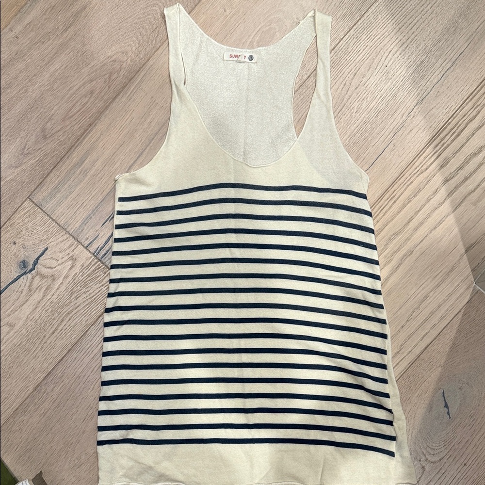 Sundry Cream and navy blue Striped Tank